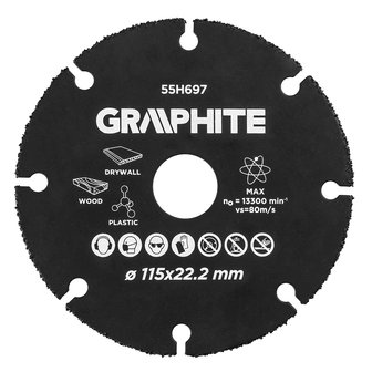 Graphite Carbide Multi Slijpschijf voor hout, kunststof, gips, ect. 115mm