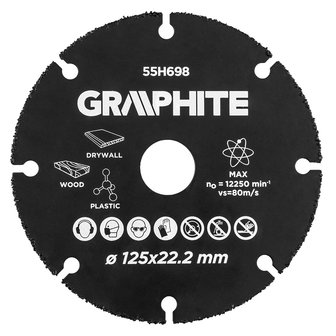 Graphite Carbide Multi Slijpschijf voor hout, kunststof, gips, ect. 125mm