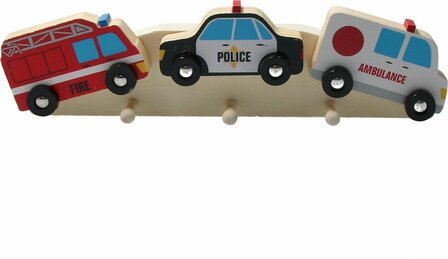 Kinderkapstok hout 32cm Brandweer Politie Ambulance