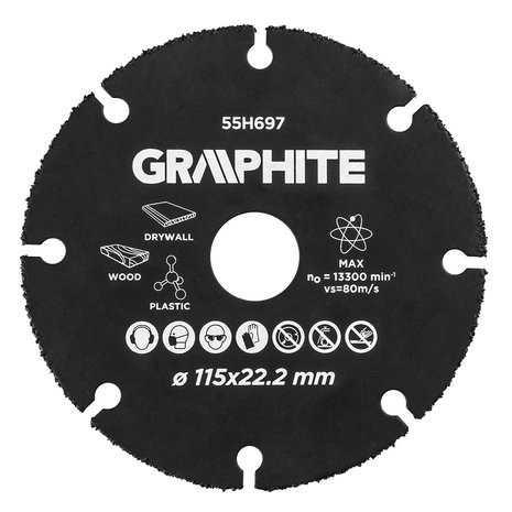 Graphite Carbide Multi Slijpschijf voor hout, kunststof, gips, ect. 115mm